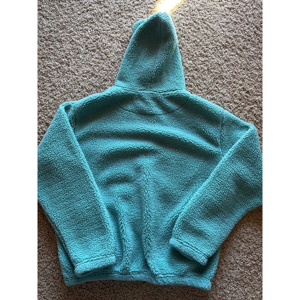 Maui and Sons Original Deep Pile Sherpa Turquoise Blue M Full Zip Hoodie Jacket - Picture 5 of 9